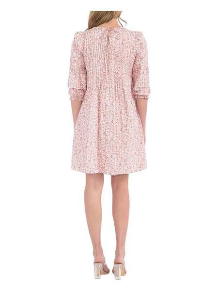 Floral Print Pleated Dress w/pockets