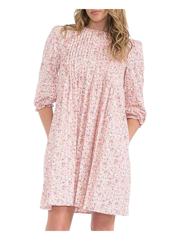 Floral Print Pleated Dress w/pockets