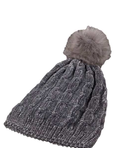 Chenille Cable Knit Beanie