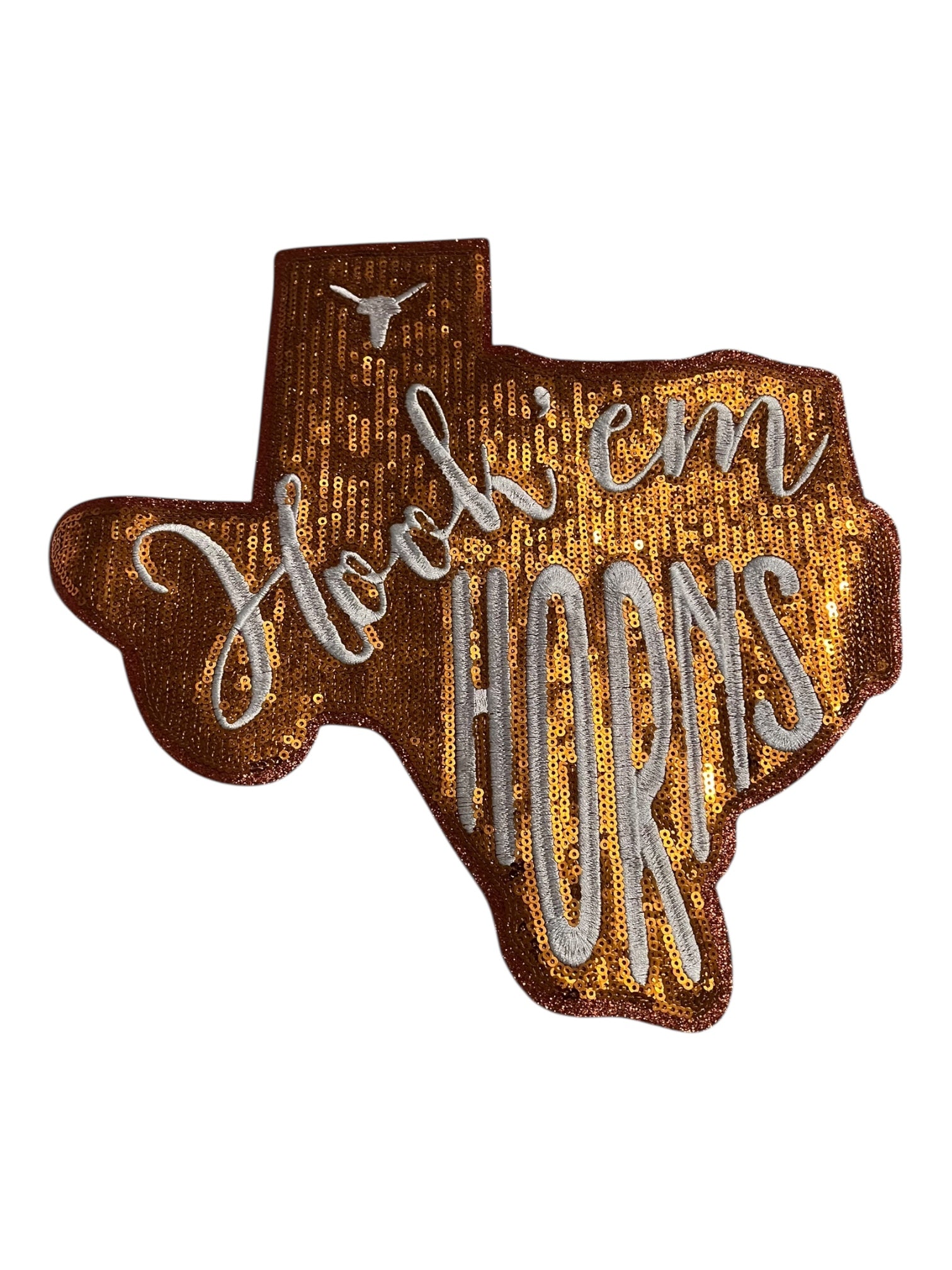 Hook em Horns large Iron on patch