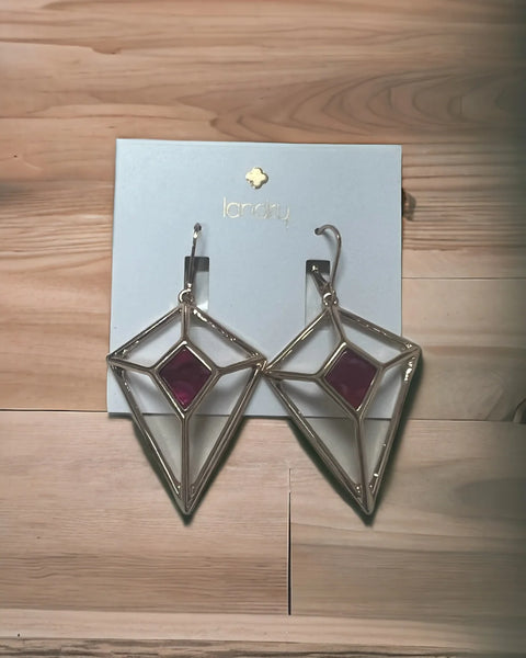 Geometric Magenta Statement Earrings ✨
