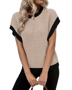 Contrast sleeveless knitted top