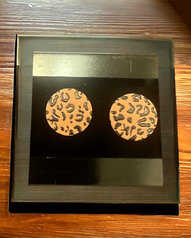 Leopard disc earrings