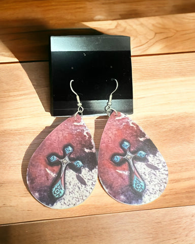 Teardrop western cross  Earrings