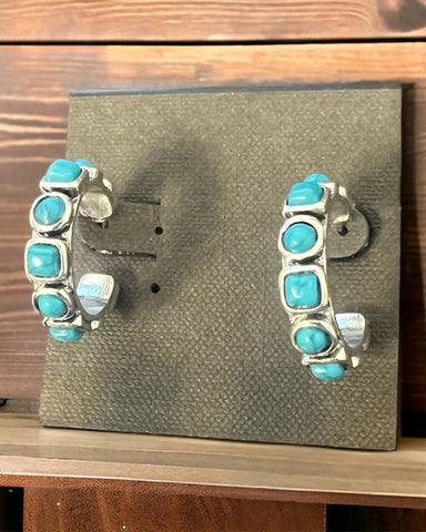 Turquoise hoop earrings