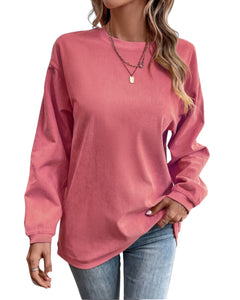 Pink Ribbed Corded oversized Sweatshirt