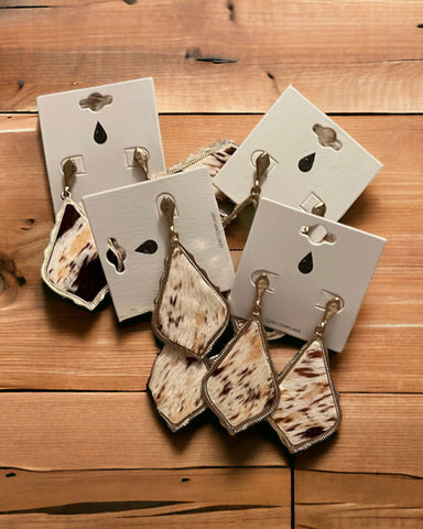 Brown Tan Cow Print Earring