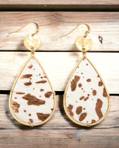 Brown Cow Print Earring