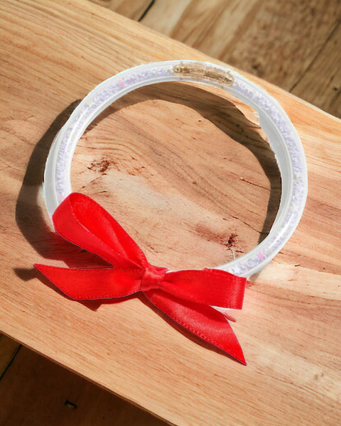 Americana Jelly Bracelet Filled With Star Glitter With Satin Bow