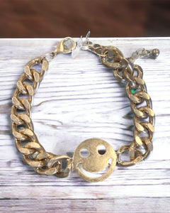 Smiley Face Curb link Bracelet