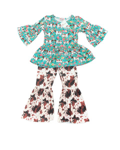 Girls Cow Animal Print 2pc set