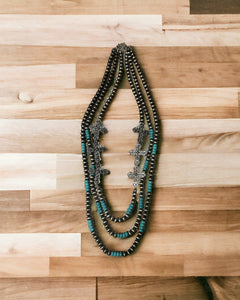 CROSS MOUNTAIN TURQUOISE & SILVER PEARL NECKLACE