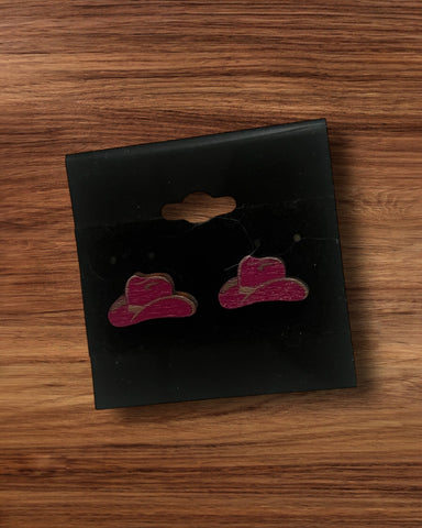 Pink cowboy hat earrings