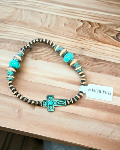 Copper and Turquoise beaded bracelet