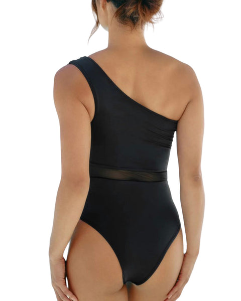 MESH ASYMMETRICAL ONE PIECE SWIMSUIT