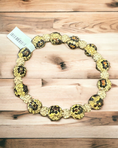 Beaded pave stone leopard bracelet