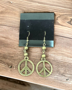 Bronzy drop peace sign Earrings