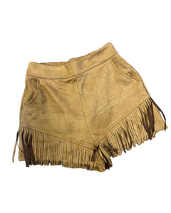 Suede look fringe shorts