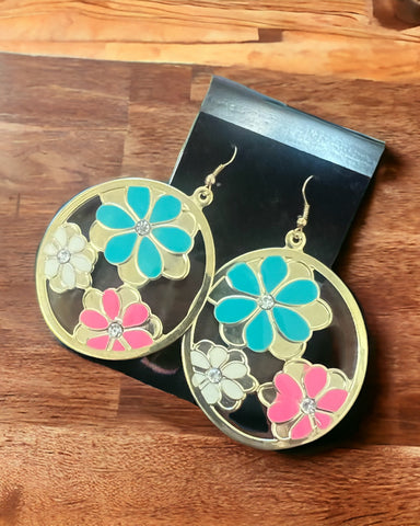 Multi color flower earrings