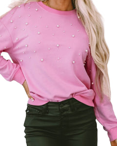 Pearl detail crew neck sweatshirt