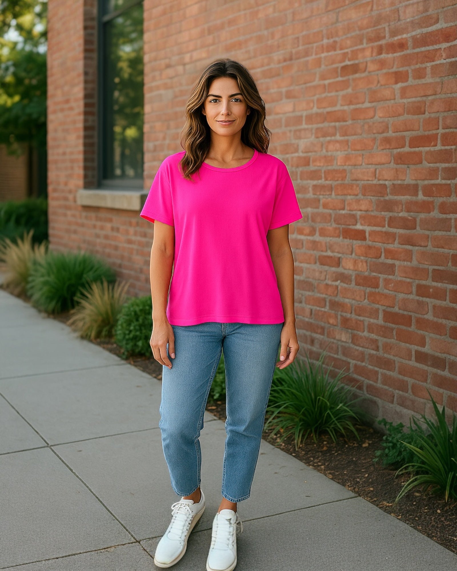 Plus Size ribbed round neck blouse