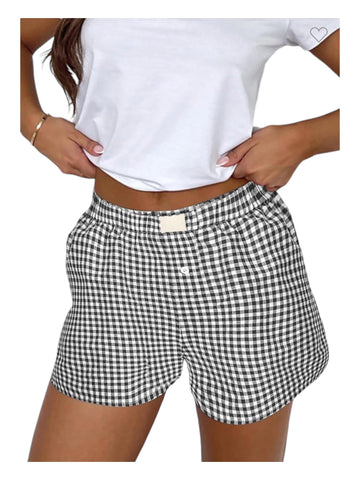 Checkered Print Casual Shorts