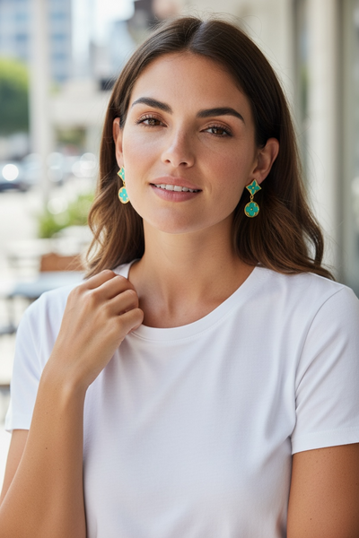 Turquoise Clover Drop Earrings