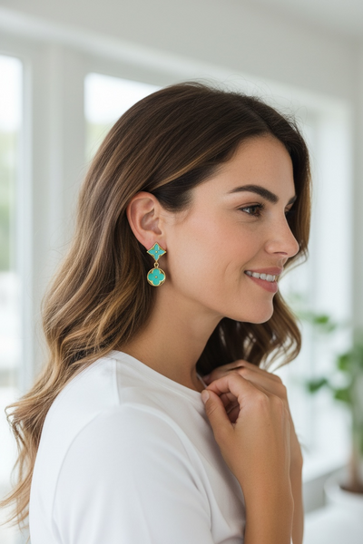Turquoise Clover Drop Earrings