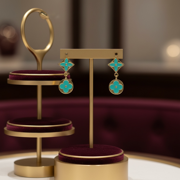 Turquoise Clover Drop Earrings