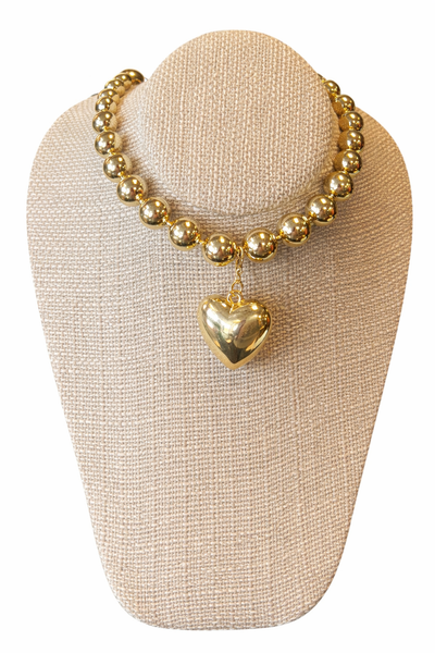 Golden Heart Bead Necklace ✨