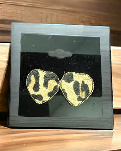 Leopard  heart earrings