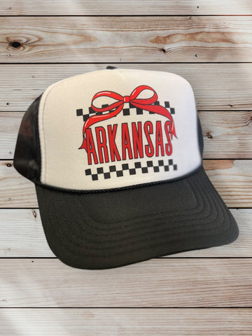 Trucker  Hat Otto Black w/White Arkansas Bow