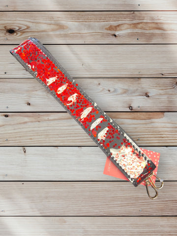 Red sequin shoulder strap