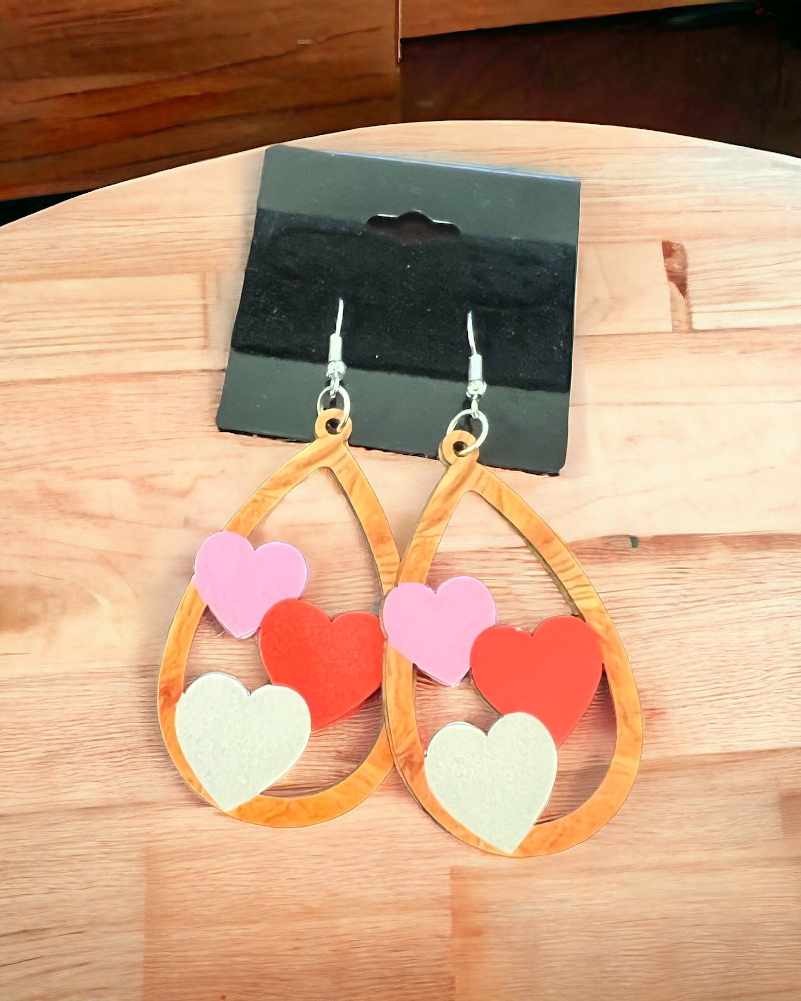 Teardrop with hearts earrings