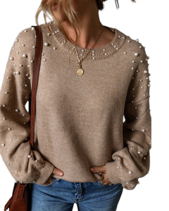 Beige Sweater With Pearls