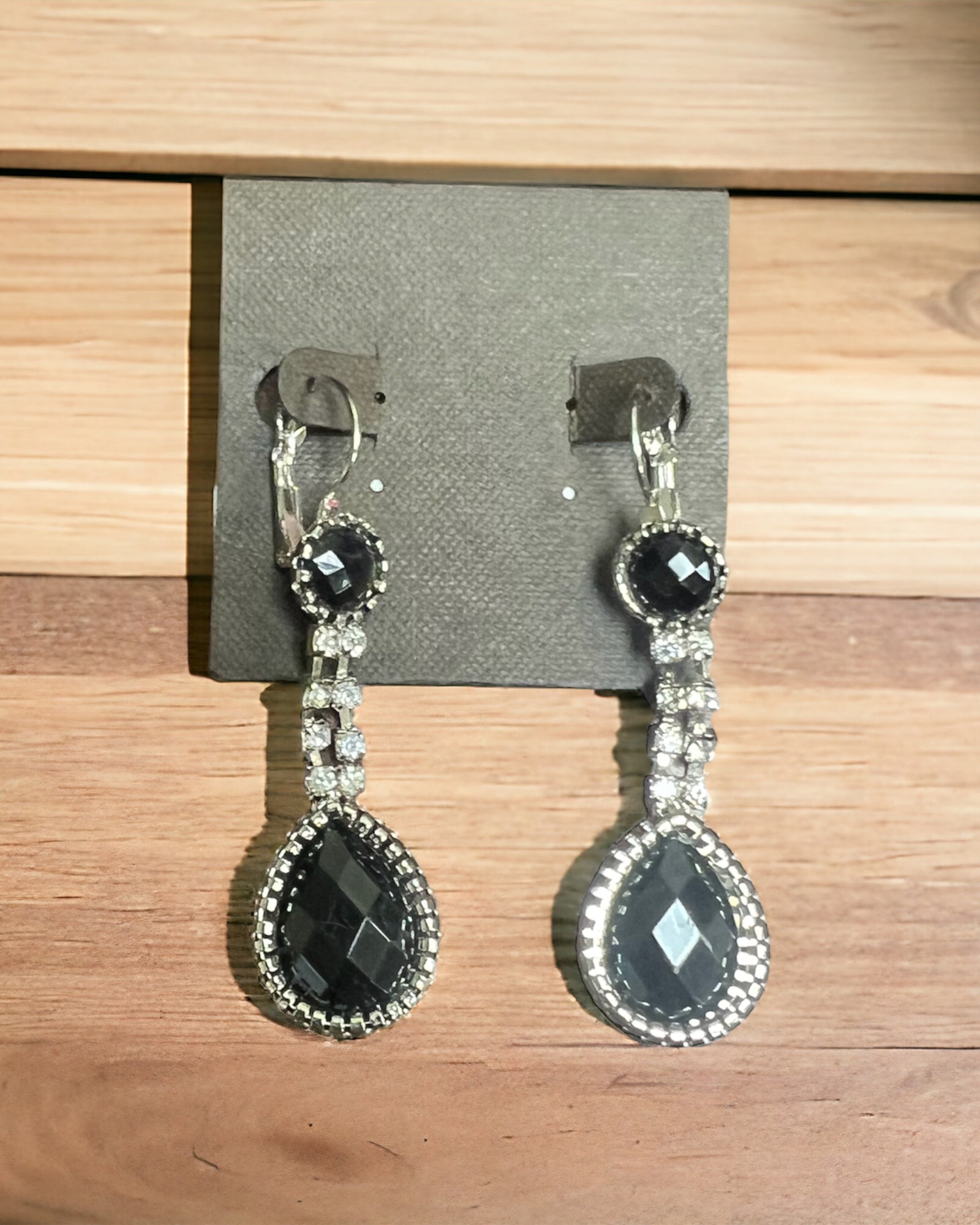 Black and Rhinestone  Earrings