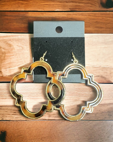 Animal print quatrefoil  drop Earrings