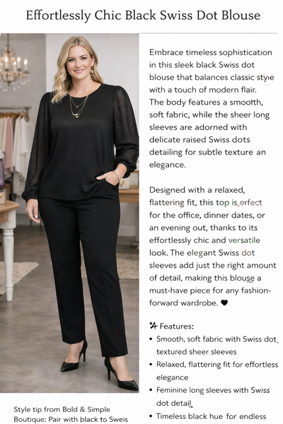 Timeless Elegance Black Swiss Dot Sleeve Blouse