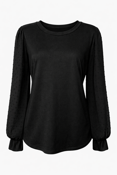 Timeless Elegance Black Swiss Dot Sleeve Blouse