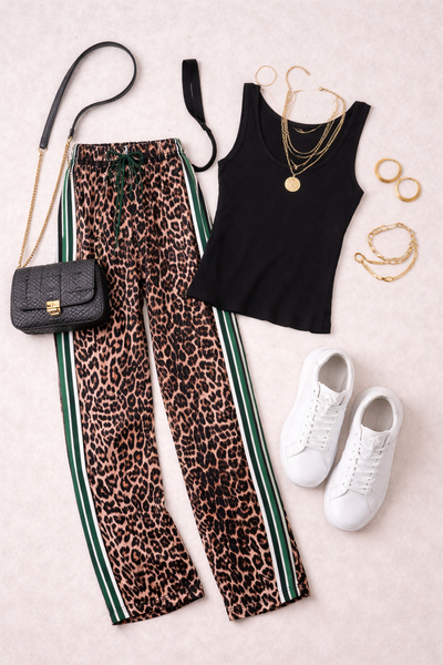 Wild Side Leopard Stripe Jogger Pants 🐆💚