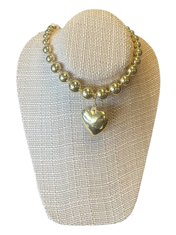 Fashion  Gold bead  heart Necklace
