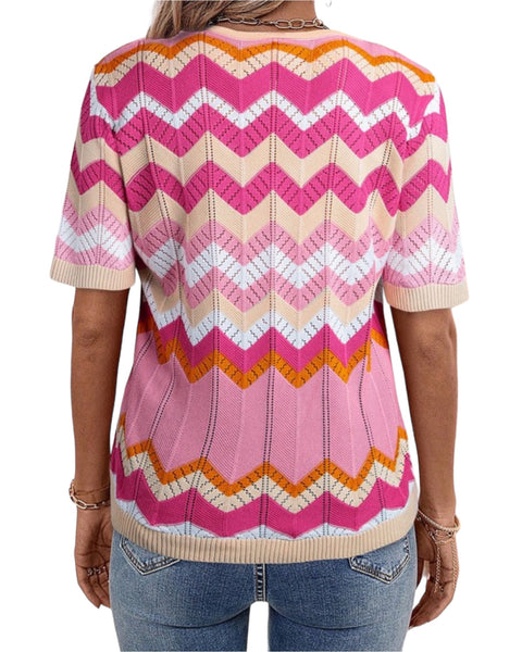 Chevron stripe Pointelle Knit