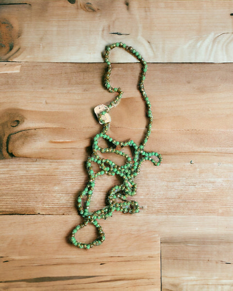 Long glass  beaded necklace strand