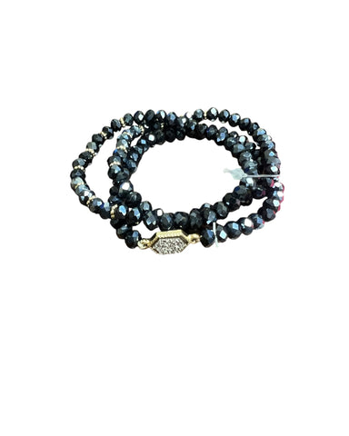 3 pc black/blue w/ drusy bracelet set