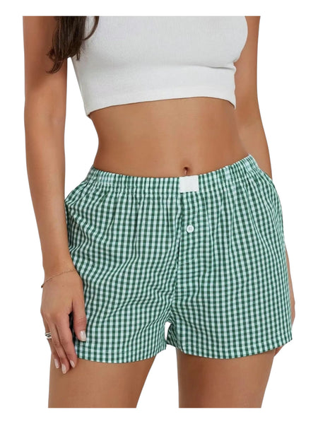 Checkered Print Casual Shorts