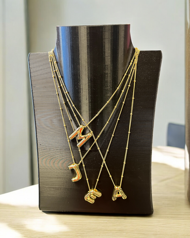 Bubble Initial necklace gold  links