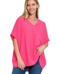 Woven Airflow  v neck dolman short sleeve top