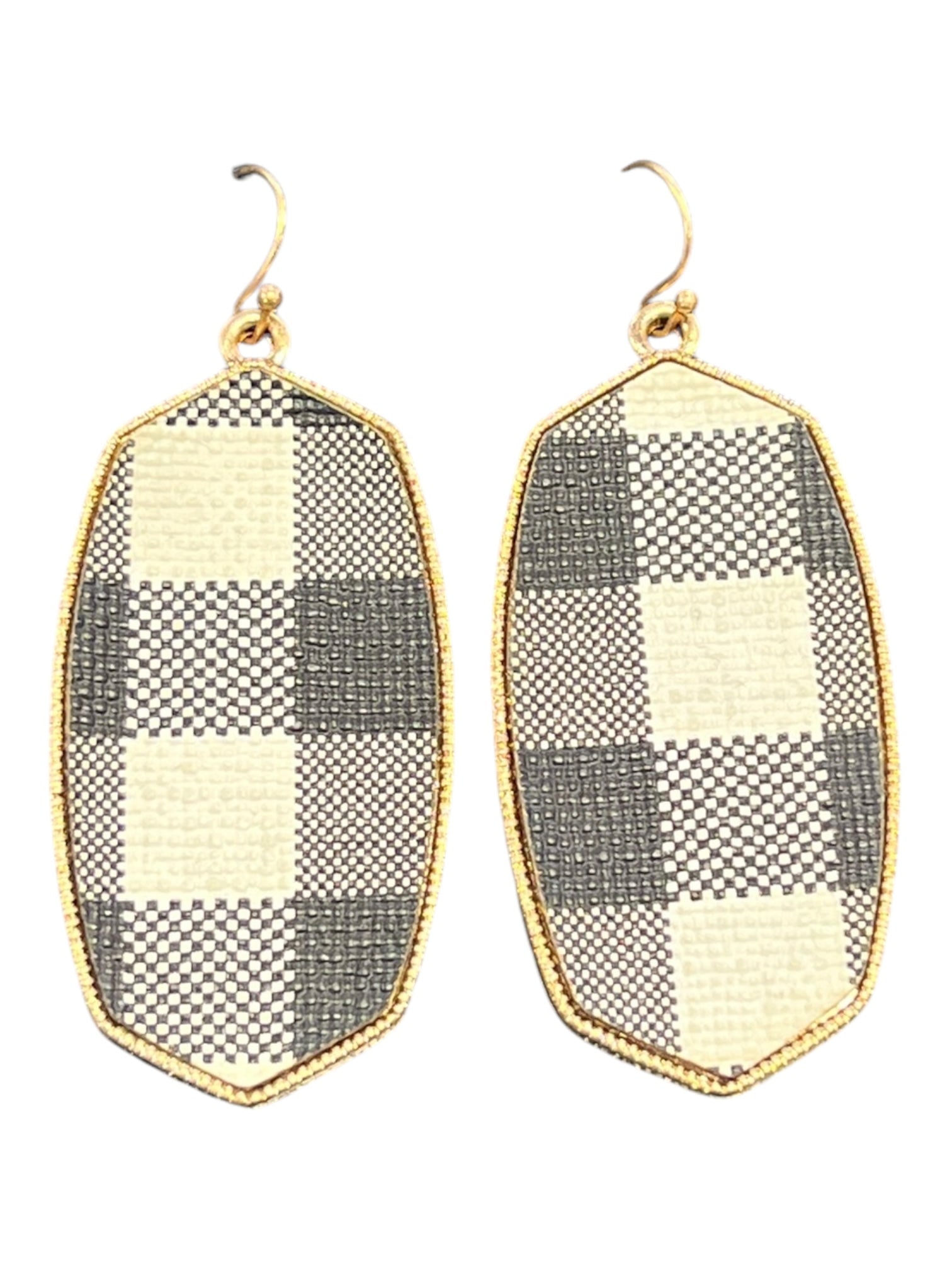 Black and White drop check earrings