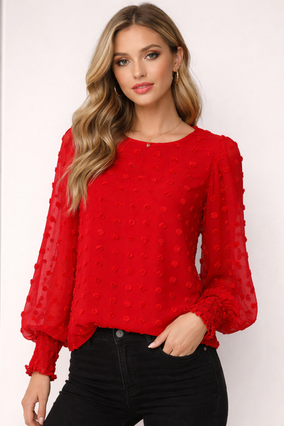 Scarlet Swiss Dot Statement Blouse ❤️✨