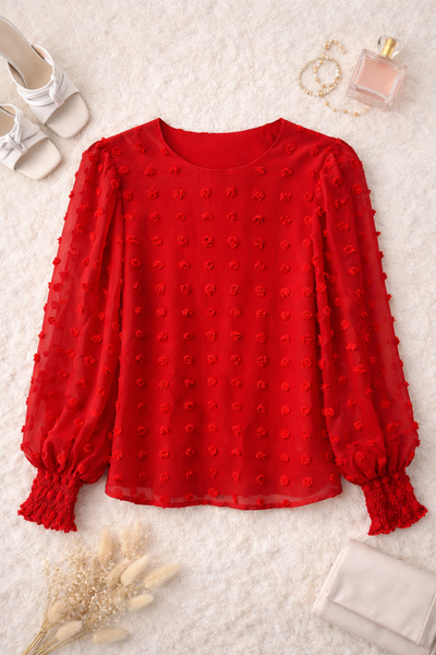 Scarlet Swiss Dot Statement Blouse ❤️✨